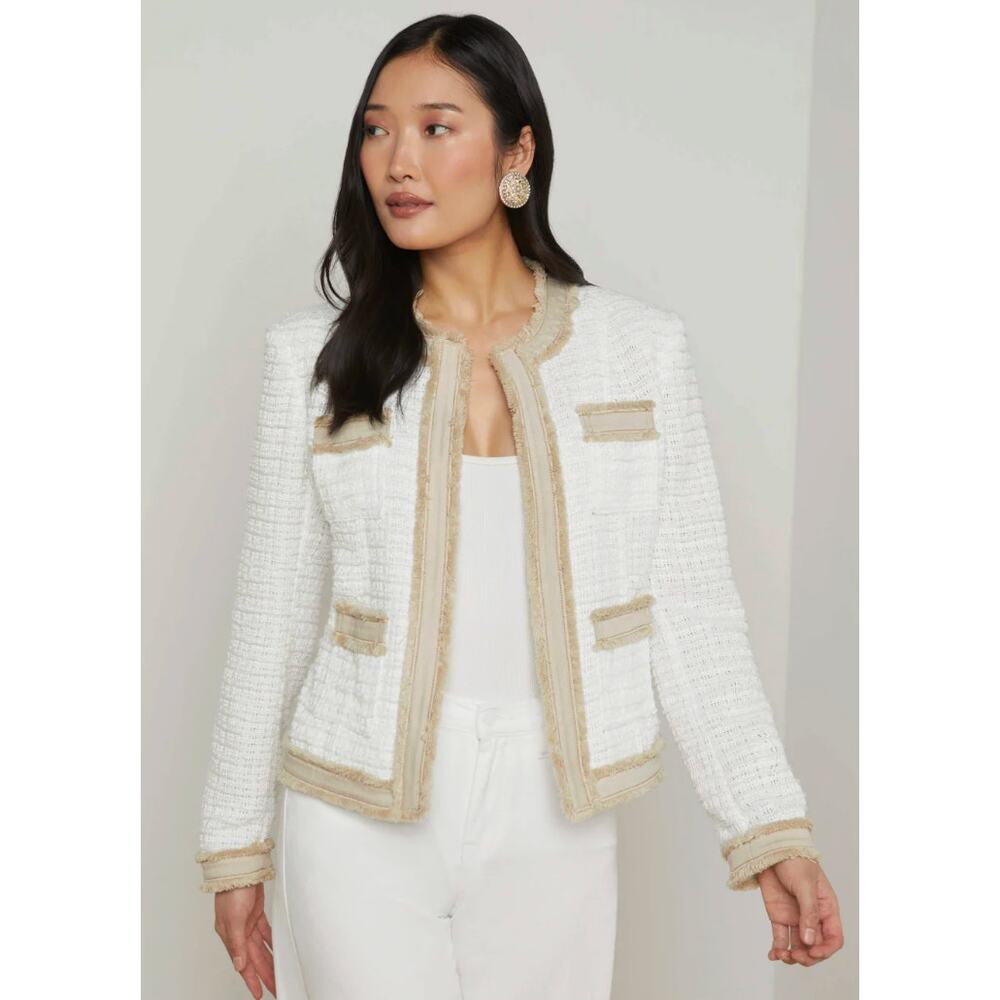 L'Agence Agnes Tweed Denim Jacket size S small - Picture 2 of 7